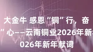 大金牛 感恩“铜”行,奋斗“铜”心——云南铜业2026年新年献词